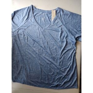 Livi Active Women Blue Space Dye V-Neck Workout Top Plus Size 22/24 NEW
